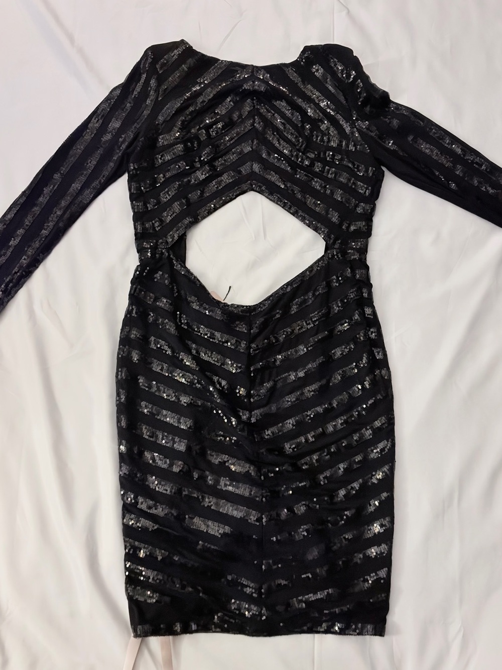 NWT House of CB "Suna" Black Sequin & Mesh Cut-Out Dress – Size Medium - Picture 4 of 6